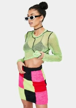 The Ragged Priest Scope Patchwork Knit Mini Skirt