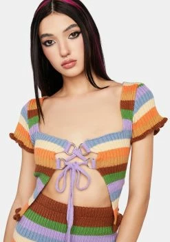 The Ragged Priest Tops Dawn Knit Crop Top