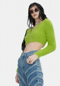The Ragged Priest Venom Fuzzy Knit Crop Top Tops