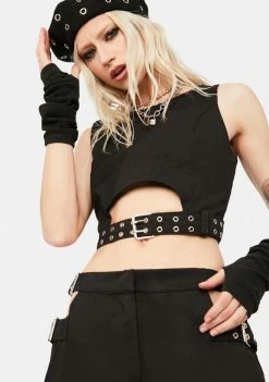The Ragged Priest Shadow Buckle Crop Top