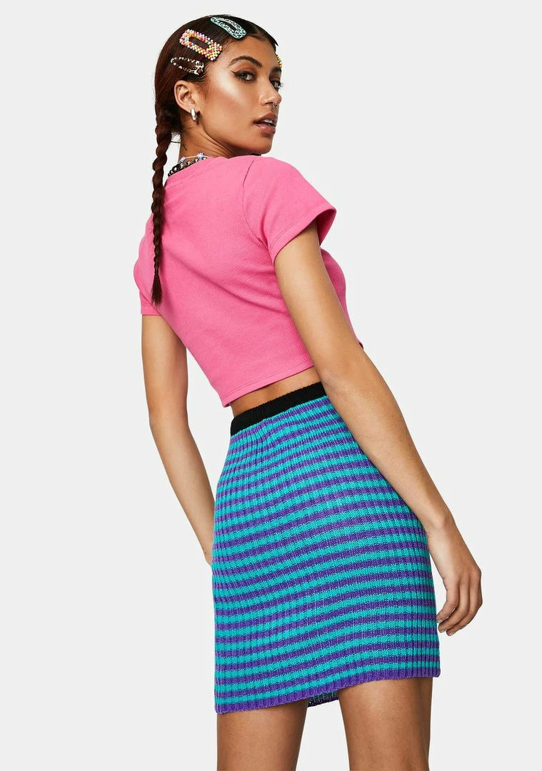 Budget 👏 The Ragged Priest Zane Striped Knit Mini 👗 Skirt Bottoms ⭐ 6 The Ragged Priest Zane Striped Knit Mini Skirt Bottoms