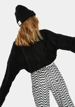 The Ragged Priest Tops Creep Waffle Knit Crop Sweater