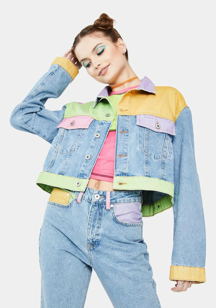 Best Sale ⌛ The Ragged Priest Yippie Colorblock Denim Jacket ✨ 3 The Ragged Priest Yippie Colorblock Denim Jacket