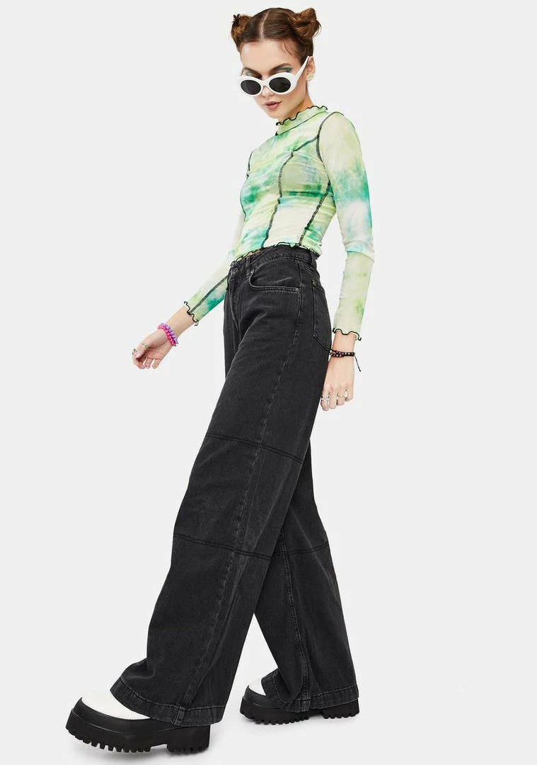 Promo β€οΈ The Ragged Priest Charcoal Grueler Wide Leg π Jeans Bottoms 𧨠5 The Ragged Priest Charcoal Grueler Wide Leg Jeans Bottoms