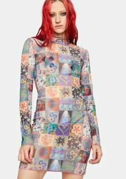 The Ragged Priest Shirt Dress Memories Mesh Mini Dress