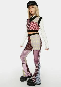 The Ragged Priest Stitched Patchwork Flares Bottoms