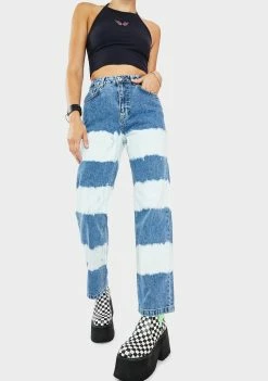 The Ragged Priest Lithium Striped Denim Jeans Bottoms