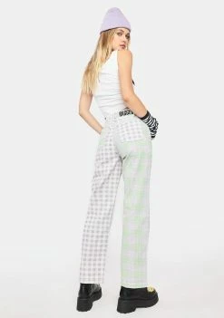 Best Pirce π₯ The Ragged Priest Bottoms Vibe Mixed Check π Jeans π 9 The Ragged Priest Bottoms Vibe Mixed Check Jeans