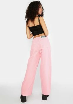 The Ragged Priest Pink Release Wide Leg Jeans Bottoms