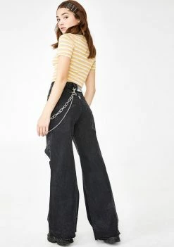 The Ragged Priest Bottoms Trip Flared Jeans With Knee Rip