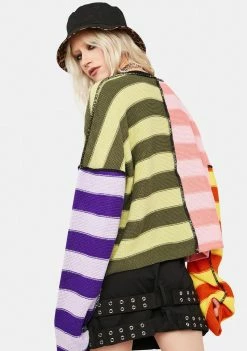 The Ragged Priest Sensory Striped Knit Sweater Tops