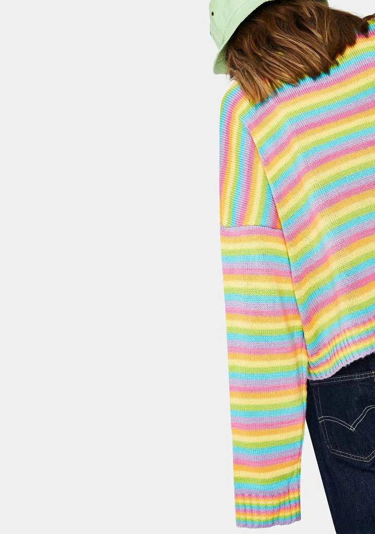 Best deal 👍 The Ragged Priest Glow Up Rainbow Knit Sweater Tops ⭐ 6 The Ragged Priest Glow Up Rainbow Knit Sweater Tops