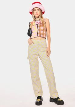 The Ragged Priest Squeeze Patchwork Crop Top Tops