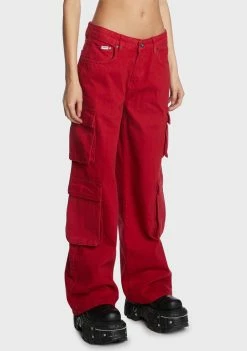The Ragged Priest Bottoms Red Combat Release Jeans