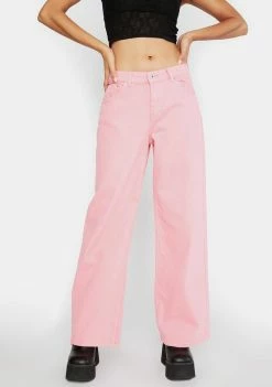The Ragged Priest Pink Release Wide Leg Jeans Bottoms