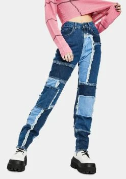 The Ragged Priest Bottoms Cheat Patchwork Mom Jeans