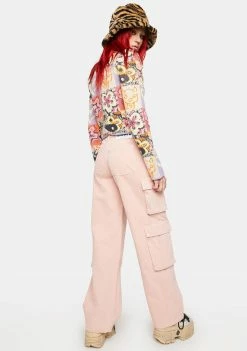 The Ragged Priest Pink Combat Release Jeans Cargo Pants