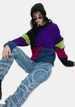 The Ragged Priest Crush Patchwork Knit Sweater