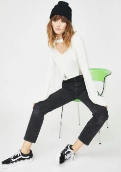 The Ragged Priest Charcoal Cougar Mom Jeans Bottoms