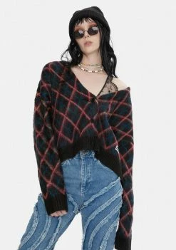 The Ragged Priest Tops Pops Argyle Knit Cardigan